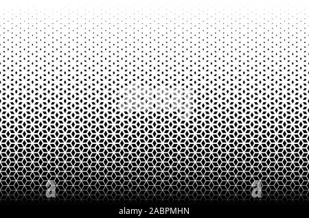 Geometric pattern of black diamonds on a white background.Seamless in one direction.Option with a MIDDLE fade out. Stock Vector