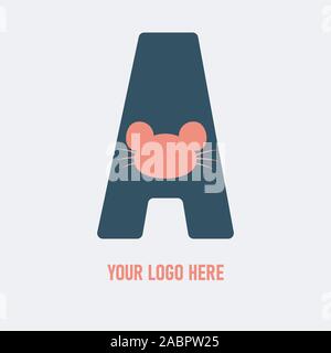 Mouse with a mustache on a white background. Stock Vector