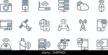 internet of things line icons set vector illustration Stock Vector