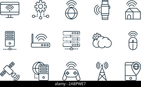 internet of things line icons set vector illustration Stock Vector