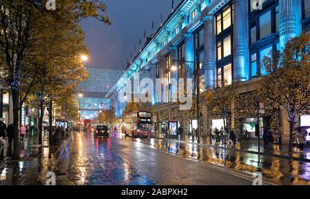 Oxford Street Christmas at Night London UK Stock Photo