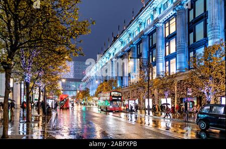 Oxford Street Christmas at Night London UK Stock Photo