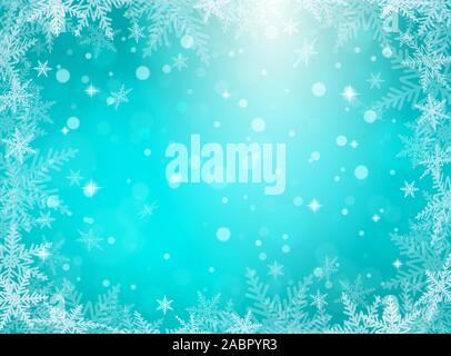 Christmas snowflakes on blue background. Vector illustration. Stock Vector