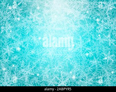 Christmas snowflakes on blue background. Vector illustration. Stock Vector