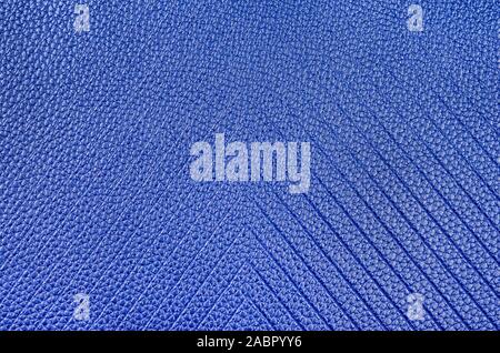 Blue natural leather texture close-up . Top view , copy space . Stock Photo