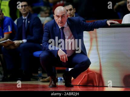 Belgrade. 28th Nov, 2019. Valencia's head coach Jaume Ponsarnau looks on during regular season round 11 Euroleague basketball match between Crvena Zvezda and Valencia in Belgrade, Serbia on Nov. 28, 2019. Credit: Predrag Milosavljevic/Xinhua/Alamy Live News Stock Photo