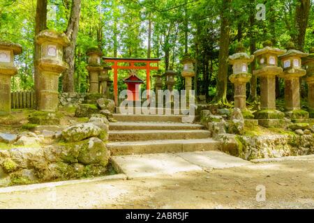 Nara, Japan - October 5, 2019: View of the Tsubomiwa Shrine, in Nara, Japan Stock Photo