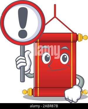 Cartoon style of chinese scrolls with sign in his hand Stock Vector