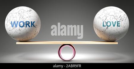 work life balance concept, life, love family community balloons lifting ...