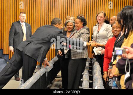 President Barack Obama greets government workers ca. 2009 Stock Photo