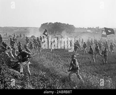 Marines during reenactment of Pickett's Charge at the battle of Gettysburg. Pennsylvania ca. July 1922 Stock Photo
