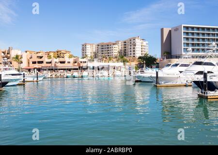 Cabo San Lucas, Baja California Sur / Mexico - November 2019: The Marina In the City Centre Showing Boats, Shops And Condos Stock Photo