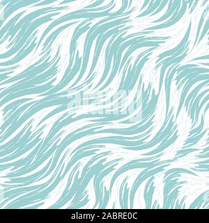 Seamless vector pattern of blue waves on a white background. Sea print in pastel colors. Flow of river or ocean texture. Stock Vector