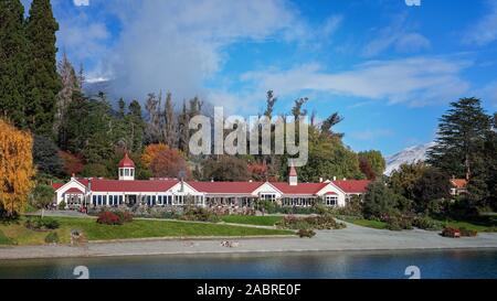 The homestead at Walter Peak Farm Tours on Lake Wakatipu New Zealand Stock Photo