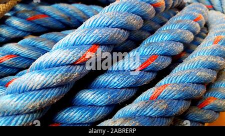 Blue rope made of nylon which is very strong Stock Photo