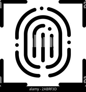 Scan Fingerprint Close-up Icon Vector Outline Illustration Stock Vector