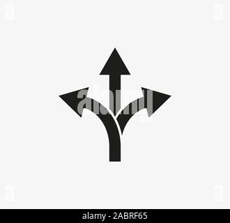 Arrow, three way, direction icon. Vector illustration, flat design Stock Vector