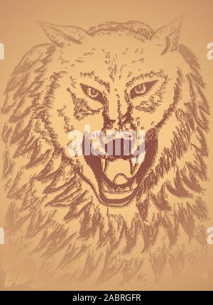 Grunge sketch of an abstract wolf, hand drawn illustration. Stock Vector