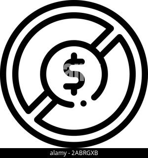 Dollar Banknote Ban Icon Vector Outline Illustration Stock Vector