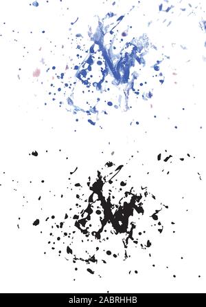 Watercolor paint strokes of bright blue color on white background. Stock Vector