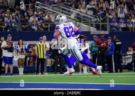 November 28th, 2019:.Buffalo Bills wide receiver Cole Beasley (10) catches  a pass for a touchdown during an NFL football game between the Buffalo  Bills and Dallas Cowboys at AT&T Stadium in Arlington