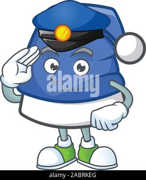 Blue christmas hat Cartoon character dressed as a Police officer Stock Vector