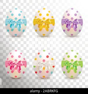 painted easter eggs set on transparent background Stock Vector