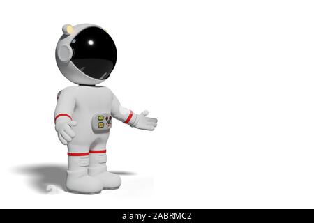 astronaut, 3d cartoon man presenting Stock Photo