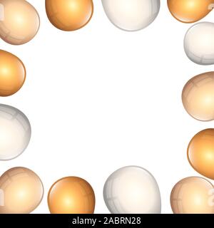 frame of balloons helium golden and white Stock Vector