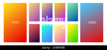 Vibrant and smooth gradient soft colors for devices, pc's and modern smartphone screen backgrounds set vector ux and ui design illustration Stock Vector