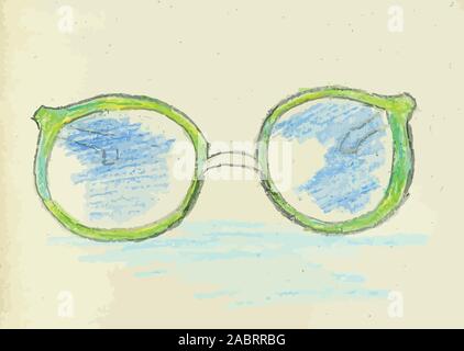 Colorful sketch of stylized sunglasses, hand drawn illustration. Stock Vector
