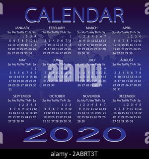 Design world map dot calendar 2020 template, stock vector Stock Vector