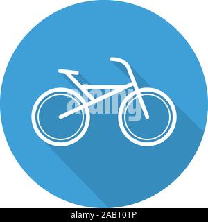 Bike flat linear long shadow icon. Cycling symbol. Bicycle ride. Vector line illustration Stock Vector