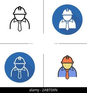 Engineer color icon. Factory chief. Architect. Isolated vector ...