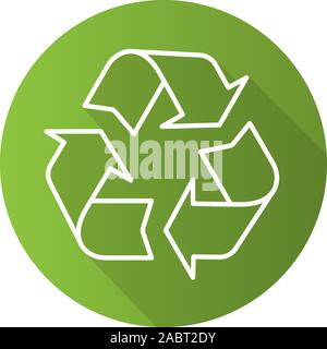 Recycle symbol. Flat linear long shadow icon. Environment protection sign. Vector line illustration Stock Vector