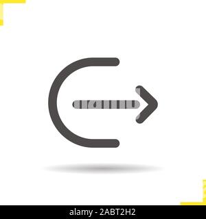 Send file icon. Arc with arrow. Drop shadow share files digital symbol. Vector isolated illustration Stock Vector