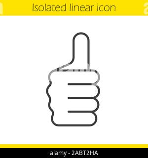 Thumbs up gesture linear icon. Approval and like sign. Thin line illustration. Vector isolated outline drawing Stock Vector