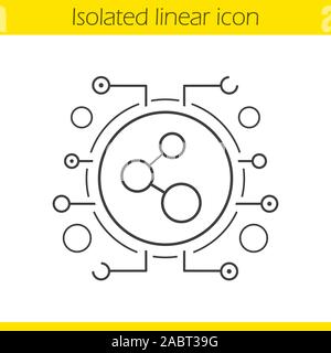 Network connection linear icon. Thin line illustration. Contour symbol. Cyber technology concept. Vector isolated outline drawing Stock Vector