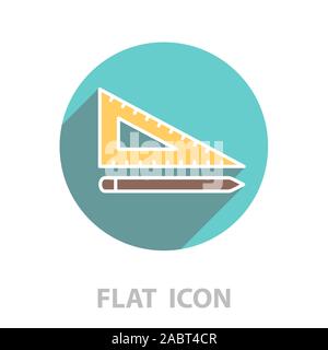 Pencil and ruler line icon. vector illustration Stock Vector