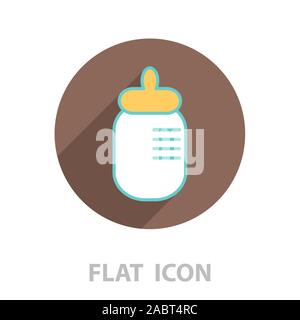 Baby milk bottle flat icon. vector illustration Stock Vector