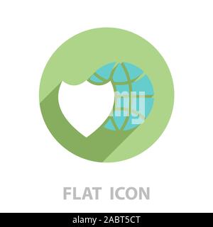 shield icon with a world globe. vector illustration Stock Vector
