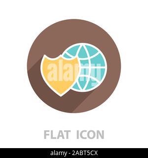 shield icon with a world globe. vector illustration Stock Vector