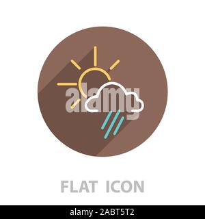 weather icon. sun behind the cloud with rain Stock Vector