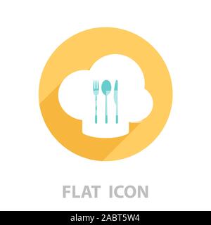 sign with chef hat and spoon, fork, knife Stock Vector