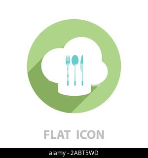 sign with chef hat and spoon, fork, knife Stock Vector
