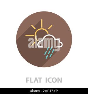 weather line icon. sun behind the cloud with rain Stock Vector