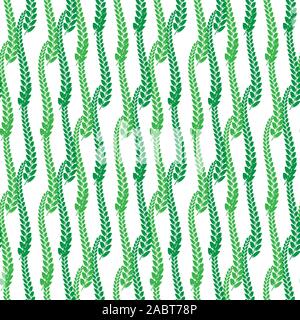 Summer Green Leaves Isolated on White Background. Seamless Different Leaves Pattern Stock Vector