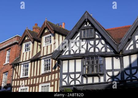 Viewed here on a delightful autumn day is but a small fraction od Shrewsbury's timber-framed buildings. The town has some 660 Listed buildings. Stock Photo