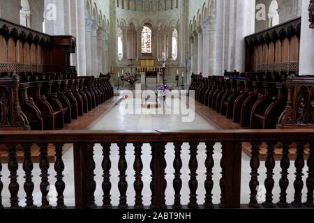 Fleury Abbey is one of the most celebrated Benedictine monasteries.  The choir.  Saint Benoit sur Loire.  France. Stock Photo