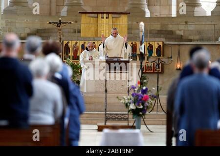 Fleury Abbey is one of the most celebrated Benedictine monasteries.  Catholic mass.  Saint Benoit sur Loire.  France. Stock Photo